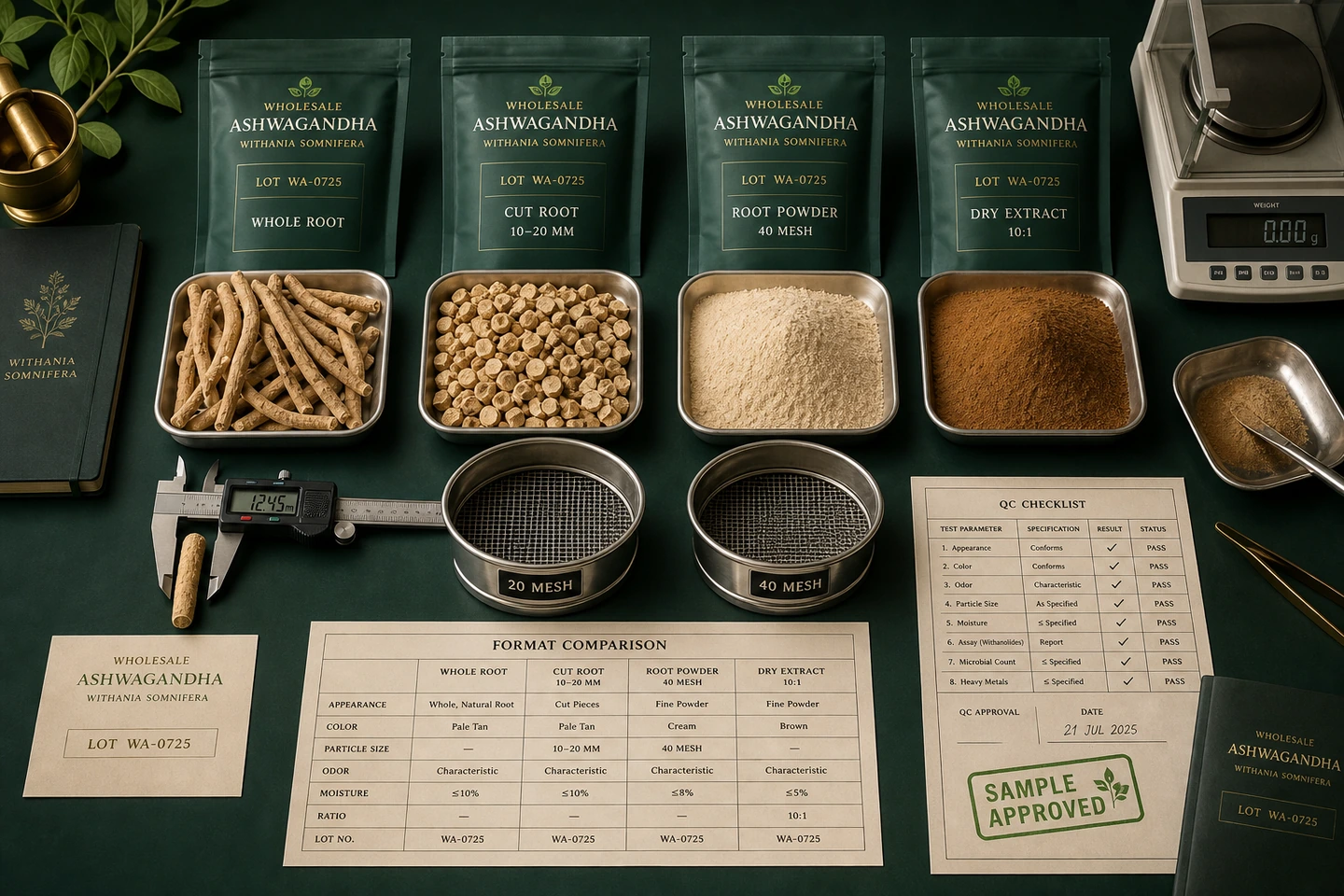Ashwagandha Root, Cut Root, Powder and Extract: a Wholesale Comparison - professional Ashwagandha wholesale visual