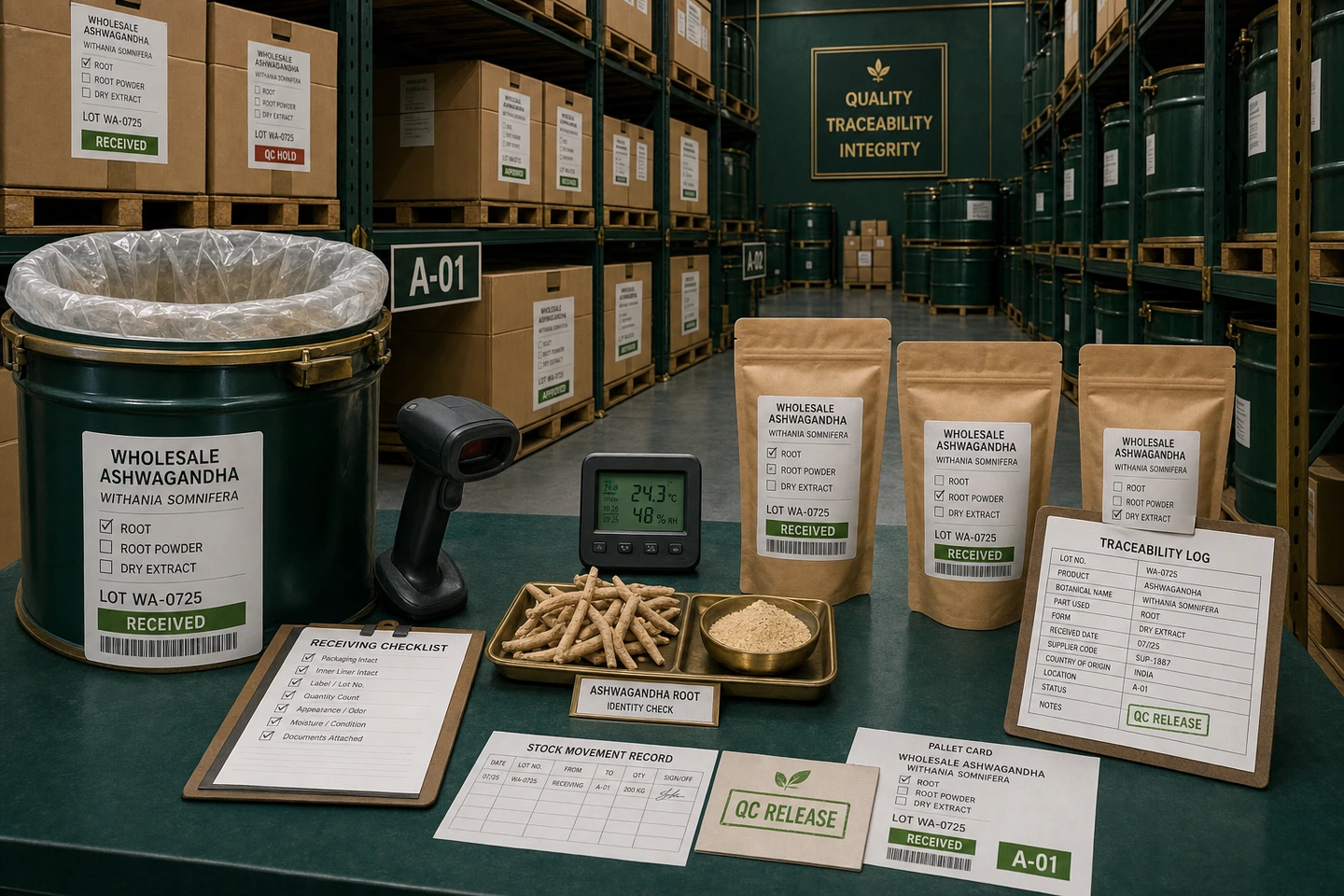 Warehouse Storage and Traceability for Ashwagandha Products - professional Ashwagandha wholesale visual
